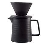 mondays. Pour Over Coffee Maker Set, Premium Ceramic Dripper & Decanter, 1-2 Cup Home Filter Coffee Maker (Black)