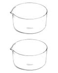 QWORK 2 Pack 1000ml Lab Crystallizing Dish, Borosilicate 3.3 Glass, Flat Bottom, Heavy Rim, with Spout for Easy Pouring, Lab and Science Classrooms Use, Large Opening 5-15/16" Diameter