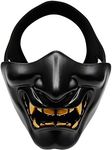 ATAIRSOFT Halloween Costume Cosplay BB Gun Evil Demon Monster Kabuki Samurai Hannya Oni Half Cover Airsoft and Prop Mask (BK)