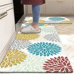 HEBE Anti Fatigue Kitchen Rug Set 2 Piece Non Slip Cushioned Kitchen Floor Mat Waterproof Comfort Standing Kitchen Mat(17"x28"+17"x48")