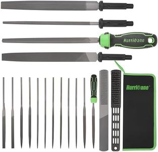 Hurricane 21 PCS Interchangeable Metal File Set,8 inch File Tool Set Include Flat/Triangle/Half-Round/Round Large Files & 12 Needle Files with Universal Quick Change Handles and Carrying Bag