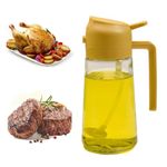 YIYIWANG 2 in 1 Spray Design Oil Dispenser Bottle Auto Flip Olive Oil Sprayer Leakproof Glass Vinegar Sprayer for Kitchen Cooking Air Fryer Roasting Salad Baking Grilling, 450ml