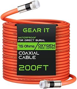 GearIT Coaxial Cable for Direct Burial (200ft) RG6 70 Ohm RF Rubber Boot Waterproof Underground in-Wall with Rubber Boot, High-Speed Internet, Broadband, Digital TV Aerial, Satellite Cable 200 Feet