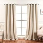 Best Home Fashion Blackout Curtain Panels - Premium Thermal Insulated Window Treatment Blackout Drapes for Bedroom - Antique Bronze Grommet Top – Biscuit - 52" W x 96" L - (Set of 2 Panels)