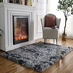 Obundi Dark Grey Tie-Dye Shaggy Area Rug, Modern Indoor Plush Fluffy Rugs, Soft Rugs for Bedroom,Living Room, Kidsroom,Nursery (Dark Grey,90×160 cm)