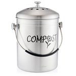 RED FACTOR Deluxe Compost Bin for Kitchen Worktop - Stainless Steel Food Waste Caddy with Innovative Dual Filter Technology - Includes Replacement Filters (Matt Designer, 5L)