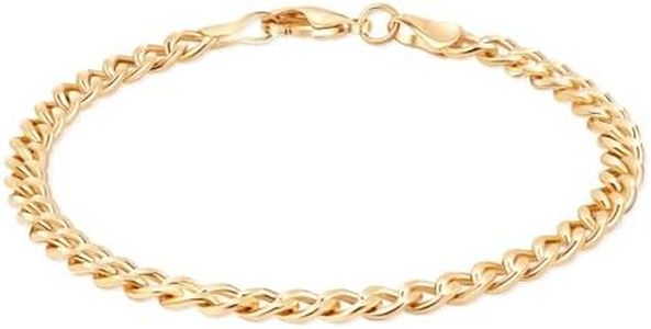 Barzel 18K Gold Plated Curb/Cuban Link Chain Bracelet - Made In Brazil (5MM, 8 Inches)