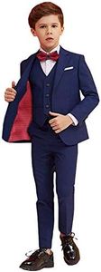 Yavakoor Boys Suit Navy Slim Fit Suits for Kids Formal Outfit Boy Tuxedo with Blazer Vest Pants Shirt and Bow Tie Size 2T
