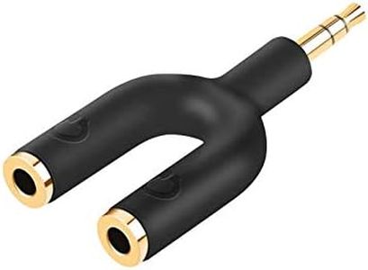 Headphone Splitter Adapter,CableCreation 3.5mm Male to 2 Port 3.5mm Female Y Jack Splitter Adaptor Compatible with Headset, Earphone, iPhone, iPad, iPod, Samsung, LG, Tablets, MP3 Players&More, Black