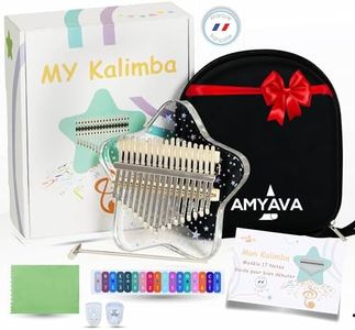 Kalimba 17 touches en Cristal Acrylique, Instruments de Musique portables Mbira, joli Cadeau Musical-Coffret Complet Incluant Ebook et instructions en Français pour Enfants et Adultes débutants.