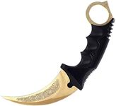 TOPOINT Karambit Knife, Stainless Steel Fixed Blade Knife with Sheath and Cord Knife CS-GO for Hunting Camping and Field Survival (Gold pattern)