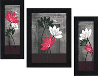 SAF paintings UV Textured Flower Print Framed Painting Set of 3 for Home Decoration – Size 35 x 2 x 50 cm SANFOS71