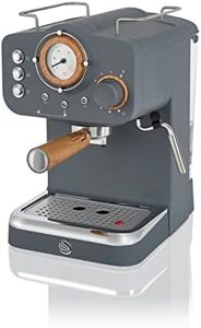 Swan SK22110GRYN Nordic Espresso Coffee Machine with Milk Frother, Steam Pressure Control, 1.2L Detachable Water Tank, 1100W, Nordic Slate Grey