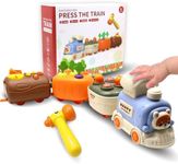 Keculf Press and Go Toddler Car Toys, Baby Push Car with Whack-A-Mole, Woodpecker Worm, Carrot Harvest Game, Train Toys for Toddlers 3-5, Racing Truck Toy, Kids Sensory Learning Birthday