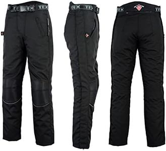 Texpeed Mens Motorcycle Waterproof Overtrousers Motorbike Moped Scooter Rain Biker Pants With Black CE Armour (EN 1621-1) 34W / 34L