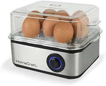 Nostalgia HomeCraft Premium Stainless Steel 8 Capacity Electric Large Hard-Boiled Egg Cooker Poached, Scrambled, Omelets, Whites, Sandwiches, for Keto & Low-Carb Diets, Vegetable Steamer, with Buzzer