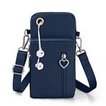 Aucuu Crossbody Phone Bag, Nylon Mini Crossbody Shoulder Bag Wrist Bag with Detachable Adjustable Straps, Cellphone Purse Armband with Headphone Port for cellphones under 7 inches (Blue)