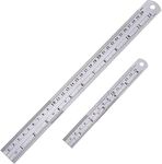 ikis Stainless Steel Ruler 12 Inch and 6 Inch Metal Rule Kit with Conversion Table