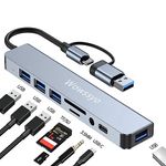 Wowssyo USB C Multiport Hub 8 in 1, USB C to USB Adapter, USB 3.0/2.0, SD/TF, Audio, USB-C Data, docking Station hub for iPad Macbook cell phone for DELL Laptop Windows PC & Other Devices