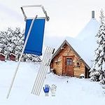 20Ft Roof Rake, Snow Roof Rake with Wheels and Fabric Slide, 5 Adjustable Length Rods, Lightweight Roof Rake with Large Wheels & Anti-Slip Handle, for Clearing Roof, Vehicle Snow & Leaves