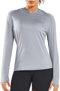 ALLZERO Women's Sun Protection Hoodie UPF 50+ Long Sleeve with Back Breathable Mesh for Outdoor Fishing Hiking LIGHTGREY-L