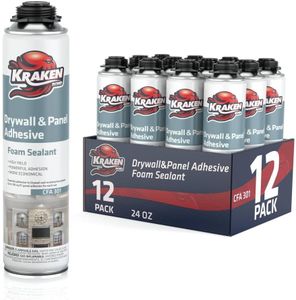 KRAKEN BOND Drywall & Panel Adhesive Foam - (12x24oz) Heavy-Duty, Fast-Curing Construction Adhesive for Concrete, Wood, and Heat Insulation Applications - 12 Pack