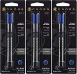 Cross Ballpoint Pen Refill, Broad Blue, 3 Pack 2 Per Card (8100-2)