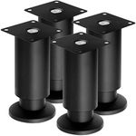 4 Inch/10cm Metal Furniture Legs,Tchosuz Set of 4 Heavy Duty Adjustable Stainless Steel Table Legs with Screws,Modern Metal Furniture Replacement Legs,DIY Cabinet Sofa Couch TVstand Chair Desk,Black