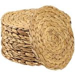 SINJEUN 10 Pack 12 Inch Round Woven Placemats, Water Hyacinth Placemats Round Braided Rattan Tablemats Insulation Pads Non-Slip Handmade Place Mats for Cooking, Dining, Decoration