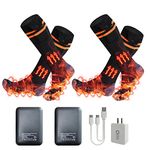 Heat Socks for Women Men with 5000mAh Power Bank, 2 Pairs Rechargeable Electic Heated Socks with 4 Levels Heating Socks, Winter Warm Socks for Outdoor/Sports/Huting/Fishing/Camping (L)