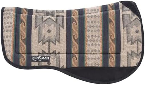 Reinsman Contoured Trail Pad with Breathable Non-Slip Tacky Too Bottom - Durable Shock-Absorbing Stain & UV Resistant 30" L x 34" D Horse Saddle Pad with Spine Relief Channel - Running Bull Onyx