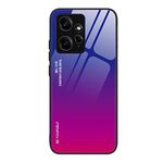SEAHAI Case for Xiaomi Redmi Note 12 4G, Ultra Thin Gradient Color Tempered Glass Hard Back & Soft Silicone TPU Bumper Hybrid Shockproof Cover, Colorful Purple