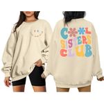 Sister Sweatwhirt for Women Cool Sister Club Letter Print Big Sister Announcement Sweatwhirts Pullover Tops, Apricot, Medium