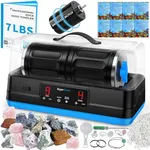 KomeStone K4 Ultra Quiet Rock Tumbler Kit, Professional Brushless Motor & Double-Barrel for 7 LBS Capacity, 6X Noise Cancelling Rock Polisher with All Accessories, Ideal Gift for Adults