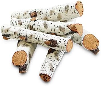 Gas Fireplace Log Set Ceramic White Birch for Indoor Insert, Vented, Propane, Electric Gas Fireplace, Linear Fire Pits Ceramic Fiber, Fireplace Decor Large Birch Logs for Smoke Hollow Grill, 6PCS