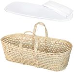 Lamlo Baby Wicker Moses Basket, Natural Look Baby Basket - Baby Carrier with Mattress and Sheet