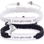 Personalized Matching Couples Bracelets for Women Men- I Love You More Bracelets,Handmade Engraved Couples Bracelets,Relationship Bracelet for His and Hers,Long Distance Bracelets Gifts