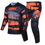 Willbros Motocross Jersey Pant Combo Mens MX Gear Set Offroad Dirt Bike Racewear Cycling Riding ATV BMX Unisex Adult Black Orange (Jersey XXL Pants 38)