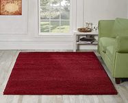 HMWD 5 cm Thick Pile Shaggy Shag Rug, Modern Rugs Living Room Extra Large Medium Rectangular Size Soft Touch Fluffy Deep Pile Living Room Area Rugs (Red, 160x 230 cm)