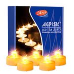 AGPTEK 24 PCS Battery Operated Flickering Flameless Led Candle Tea Lights, Batteries Included, Electric Fake Candles for Wedding Party- Amber Yellow