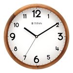 Titan Classic Wooden Analog Wall Clock with White Dial and Silent Sweep - 30 Cm X 30 Cm (Medium)