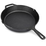 Navaris Cast Iron Skillet - 10 inch Cast Iron Pan - Seasoned Cookware for Frying, Cooking, Oven, Stove Top, Camping