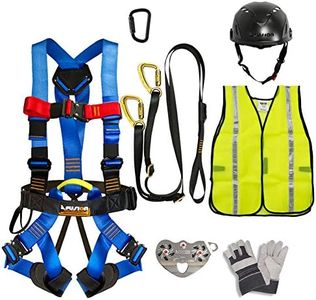 Fusion Climb Pro Backyard Zip Line Kit Harness Lanyard Trolley Carabiner Helmet Vest Glove Bundle FK-A-HLTCHVG-20, black, one size