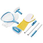 Arebos Spa Pool Cleaning Kit|Pool Maintenance Set 5-piece|Pool Maintenance Kit|Whirlpool Accessories Maintenance Set Complete with Skimmer Net, Sponge Brush, Scrubber Pad, Sponge Glove&Telescopic Rod