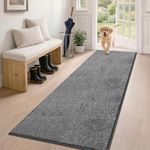 PURRUGS Dirt Trapping Door Mat 60 x 150 cm, Non-Slip Machine Washable Entrance Mat, Dog Doormat, Super Absorbent Entry Rug for Front Door, Back Door, Muddy Shoes and Paws, Light Grey-Dark Grey