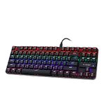 E-YOOSO Mechanical Keyboard LED Backlit Gaming Keyboard with Blue Switches, Compact 87 Key Ultra Slim Wired Keyboard for Desktop/PC/Laptop/Mac/Smart TV and Windows 10/8/ 7 (Brown Switch)