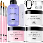 Morovan Acrylic Nail Kit: Clear Pink White Acrylic Powder and Professional Liquid set for Acrylic Nails Extension for Beginner DIY at Home with Acrylic Nail Brush