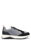 HUGO Mens Kane Runn Mixed-Material Trainers with Honeycomb mesh Size 10 Dark Grey