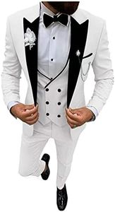Traje de boda de 3 piezas con solapa de muesca para hombre, traje de negocios, casual, chaqueta, pantalones, chaleco, blanco, 36