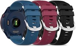 (3 Pack)T Tersely Band for Garmin Vivoactive 5/Vivoactive 3/Music,Venu,Venu SQ/SQ2/2 Plus,Vivomove Luxe/Style/Trend, Forerunner 55/158/245/645, 20mm Silicone cross grain Sport Watch Bands Straps for Garmin